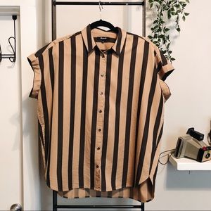 Madewell Central Shirt in Brown/Black Stripe